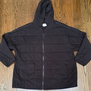 Lou & Grey Softest Fabric Dark Quilted Hooded Puffer Jacket